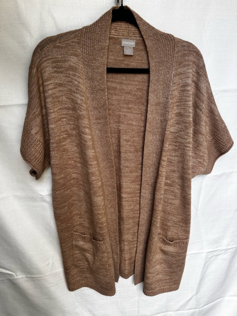 Grannycore Cottagecore Academia Chico Open-Front knit Cardigan in camel tan